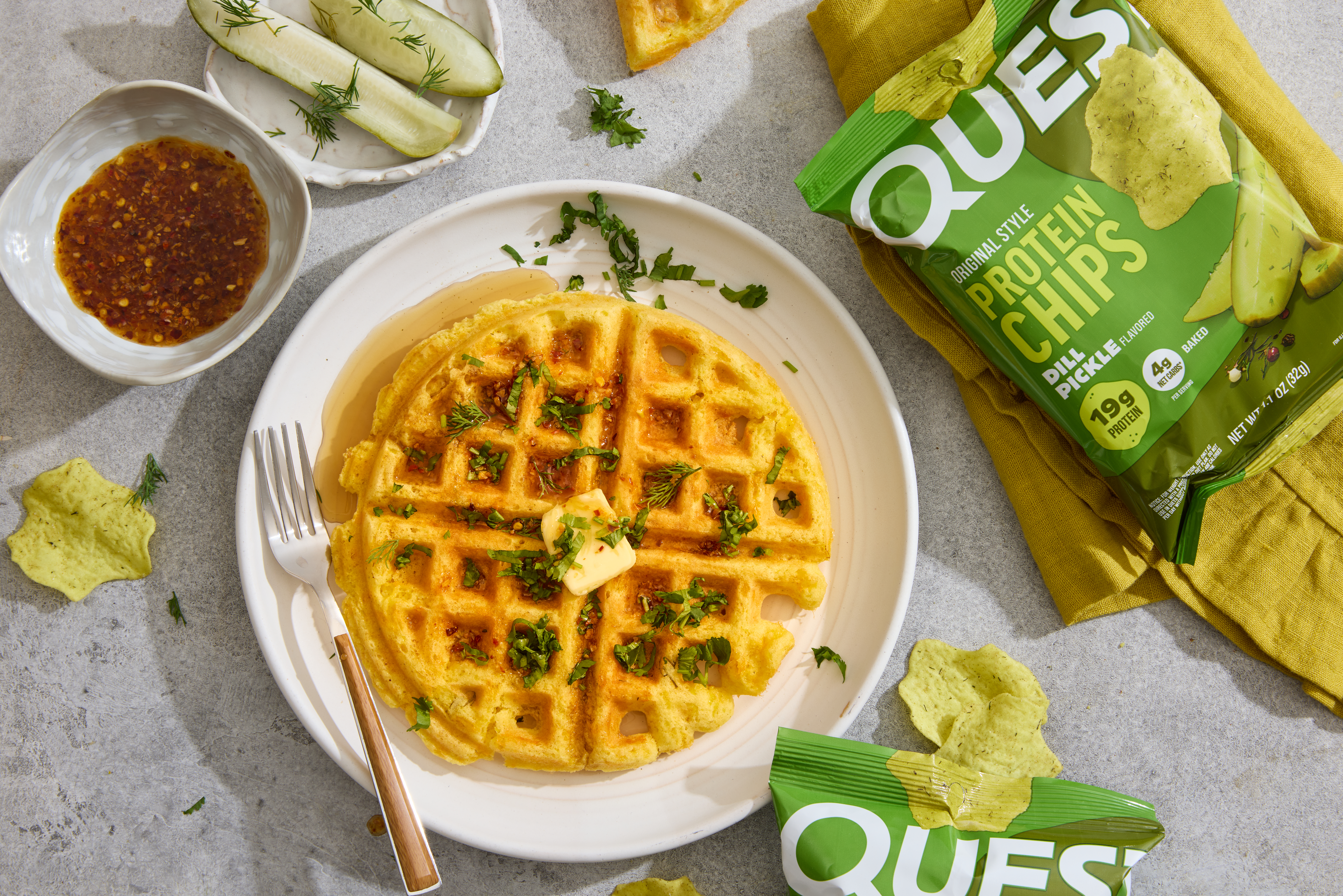 Quest Dill Pickle Protein Waffles Recipe